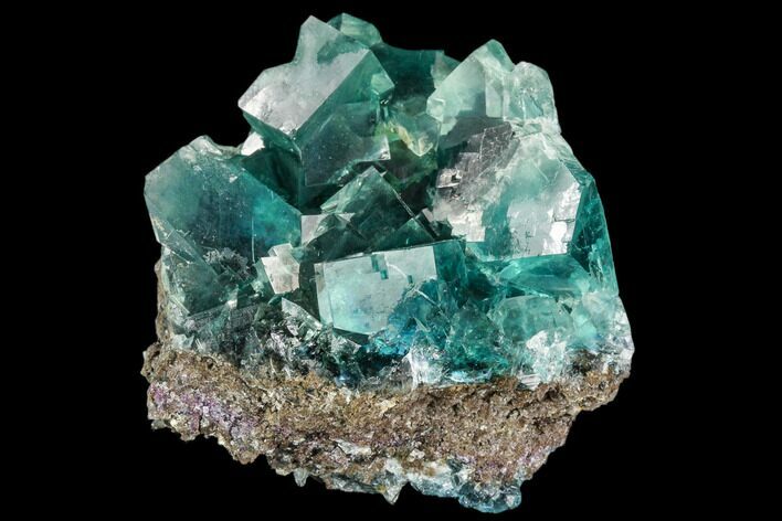 Cubic, Green Fluorite on Matrix - China #112057